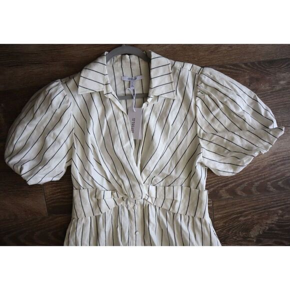 Derek Lam 10 Crosby Women Sz 12 Ivory Maya Pinstripe Twist-Front Maxi Dress - Picture 4 of 14